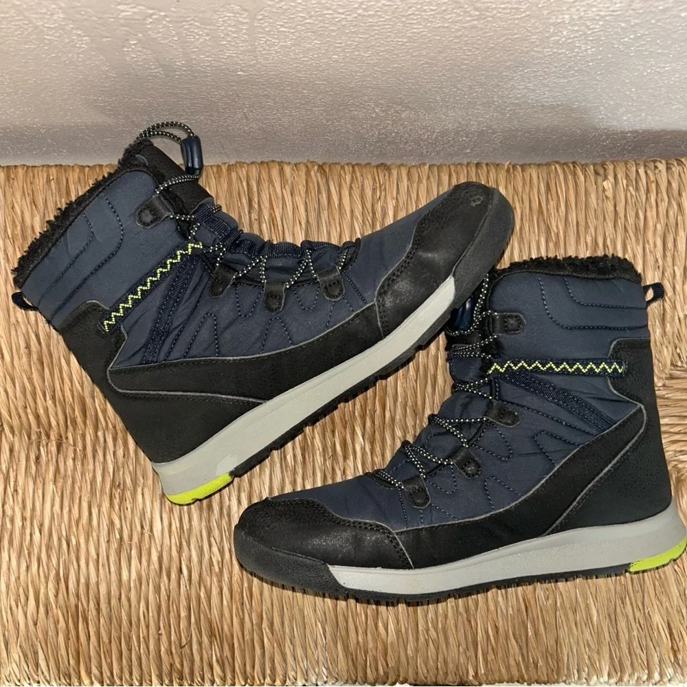 Merrell women’s ' Navy and Black Waterproof Winter Boots with Lime Accent